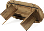 LITTLE TREE 63" Rustic Oval Dining Table for 2-4, Sturdy MDF Farmhouse Kitchen Table with Metal Strip Base, for Living Room, Office, Restaurant, Multi-Use, Umber