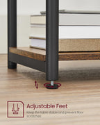 VASAGLE BARNET Collection - Side Table, Small End Table for Living Room, Modern Tall Nightstand, Bedroom, Office, Bathroom, Steel Frame, Rustic Brown and Ink Black ULET273B01