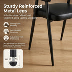 HNY Modern Dining Room Arm Chairs Set of 6, Retro Faux Leather Upholstered Barrel Dining Chairs with Arms Mid-Century Black Accent Chair with Metal Legs, Open-Back Kitchen Side Chair for Living Room