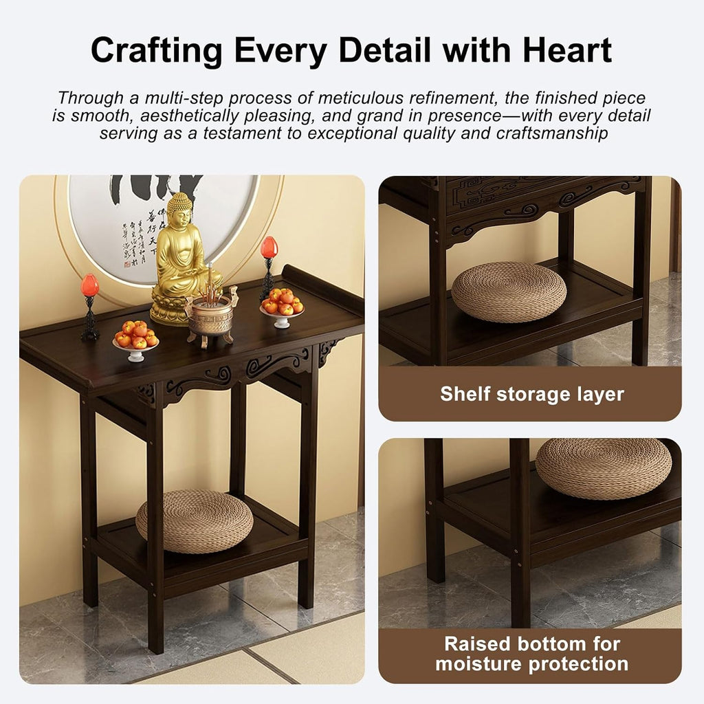 Prayer Altar, Buddha Altar Table, Designed for Home Use, Altar Table with Storage & Drawers Prayer Shrine Desk, for Home Shrines Ancestral Halls Temples(50 * 33cm/19.7 * 13in)