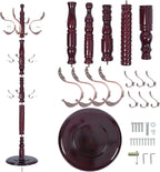 73'' Vintage Coat Racks Freestanding with 20 Metal Hooks, Solid Wood Coat Rack Hanger Stand with 3 Adjustable Size, Heavy Duty Coat Rack Tree for Entryway, Bedroom, Hallway, Office, Apartment