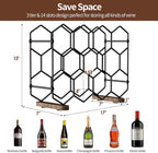 Nuovoware Countertop Wine Rack, 14-Bottle, 3 Tier, Black+Brown | Wine Bottle Organizer Storage, Freestanding Modern Carbon Steel Holder, Hexagonal Structure, for Cabinet, Pantry