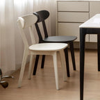 Oak Dining Chairs, Kitchen Chairs, 100% Solid Wood Modern Dinner Chair with Curved Backrest, Dining Room Chair for Kitchen, Living Room, Study (4PK, Black)