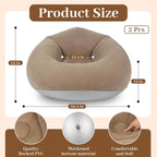 Inflatable Bean Bag Chairs for Adults with Electric Air Pump, Floding Portable Blow Up Couch, Inflatable Lazy Sofa for Outdoor, Movie Nights, Camping and Room (2pcs-Brown)