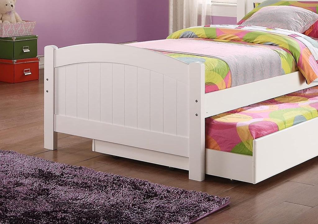 Twin Size Bed w, Trundle Slats White Pine Plywood Youth Bedroom Furniture