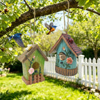 2 Pcs Hanging Bird Houses for Outside Bluebird Houses for Outside Swallows Wren Birdhouse Finch Nesting Box Patio Garden Deco