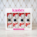 Knobēz: Decorative Knob Covers - Snowman - 8pk - Stretch Over Hardware Decorations, Holiday-Winter-Christmas, Kitchen-Bathroom-Dressers-Home