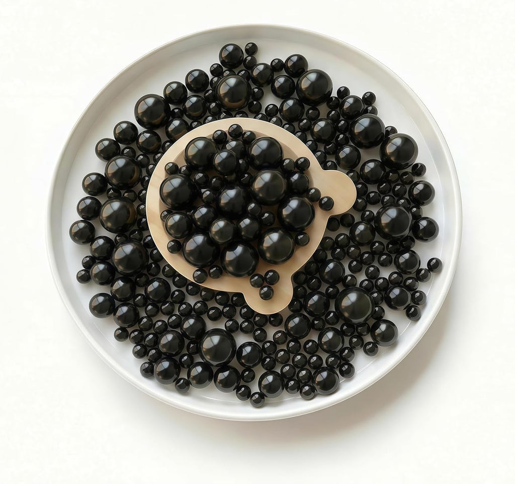 260Pcs Black Vase Filler Beads for Centerpieces,No Hole Faux Pearl 8/14/20mm,for Vase Filling Decorations, Candle Centerpieces, Wedding Centerpieces, Home Party Decor.