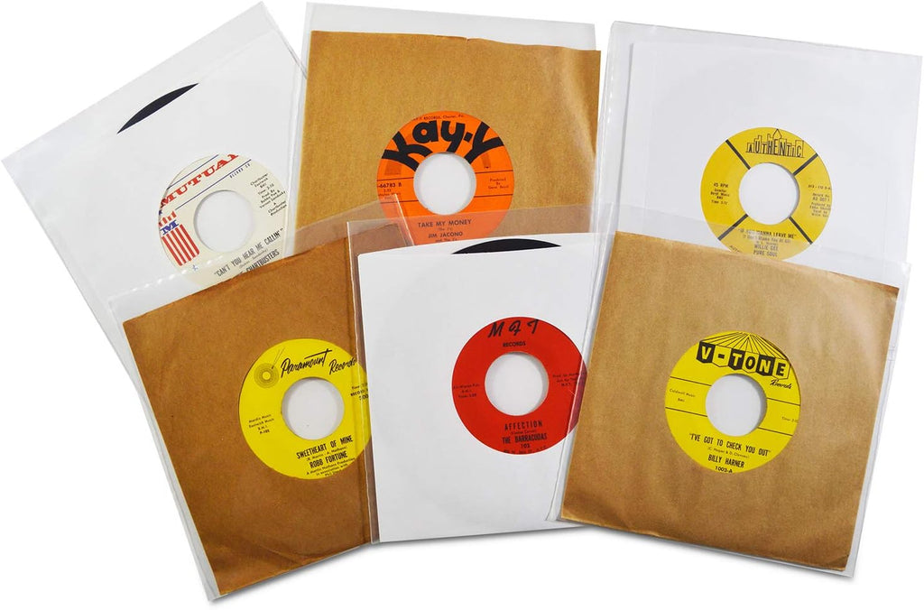 100-Pack 45 RPM Vinyl Record Outer Sleeves 7 Inch Clear Protective Bags