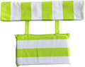 Striped Cotton Canvas Sling Chair Replacement Fabric with Pillow – Patio Kit Fits Most Folding Lounge Chairs, Green & White