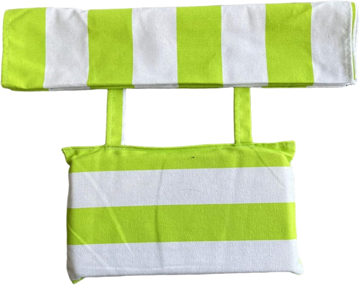 Striped Cotton Canvas Sling Chair Replacement Fabric with Pillow – Patio Kit Fits Most Folding Lounge Chairs, Green & White