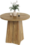 LITTLE TREE 31.50-Inch Round Dining Table for 2, Farmhouse Circle Kitchen Table, Dining Room Table with Wooden Pedestal Base, for Dining Room, Kitchen (Light Walnut)
