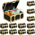 Cabilock 12 Pcs Treasure Chest for Kids Small Wedding Favor Boxes Favors Mini Pirate Chest Party Containers Themed Small Decor Vintage Candy present Boxes Bulk Pirate Candy Golden