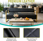 Waiting Room Bench with Backrest, Faux Leather Upholstered Reception Bench & Stainless Steel Frame - for Hair Salons, Offices, and Hotels