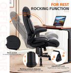 BOSMILLER Big and Tall Office Chair, Heavy Duty Executive Chairs with Adjustable Lumbar Support for Back Pain, Ergonomic Comfortable Computer Chair with Extra Wide Seat for Home Office, Black Pu