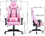 High-Back Swivel Gaming Chair Recliner Racing Style Ergonomic Office Desk Reclining Chair with Headrest and Lumbar Support, Pink White