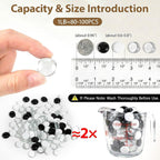 1LB Mixed Glass Beads White, Clear & Black, 0.6"-0.8" Flat Glass Marbles for Vases - Decorative Stones Vase Filler, Fish Tank Rocks, Aquarium Decor, Modern Gems for Centerpieces & DIY Crafts