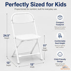 Timmy Kids Plastic Folding Chair, White Kids Chair with Steel Frame, Portable Foldable Child Chair for Classroom, Daycare, Parties & Events, 220 lb Capacity (White, Pack of 10)