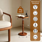 Small Side Table for Small Spaces, Rustic Circle End Table with Natural Solid Wooden Top, Pedestal and Leg, Walnut wood Accent Drink Tables for Livingroom, Bedroom, Sofa, Corner, Coffee, Office, Couch