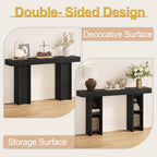 Modern Entryway Table, 55'' Wood Console Table with Storage Couch Table Behind Sofa Black Living Room Table for Entryway Hallway, Foyer