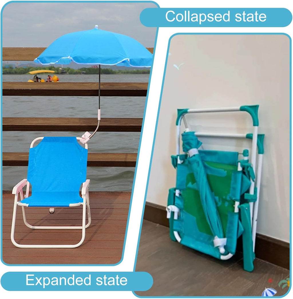 Kids Toddler Outdoor Lounge Chair Set, Toddler Patio Chair with Cushions, Detachable Canopy, Portable & Lightweight for Backyard, Poolside, or Beach(Green)
