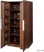 62.99Inch Modern Kitchen Pantry Cabinet,Freestanding Hutch Cabinet with Doors& Shelves,Tall Kitchen Cupboard for Living Room and Dinning Room