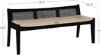 Powell Kasi Black Low Back Cane Bench with Beige Upholstered Seat