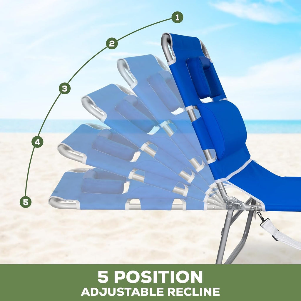 2PK Face-Down Tanning Beach Chair, Adjustable Folding Sunbathing Lounger with Arm Slots, Side Pocket, Lightweight Reclining Chair for Beach, Poolside, Lawn & Patio, Royal Blue