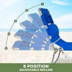 2PK Face-Down Tanning Beach Chair, Adjustable Folding Sunbathing Lounger with Arm Slots, Side Pocket, Lightweight Reclining Chair for Beach, Poolside, Lawn & Patio, Royal Blue