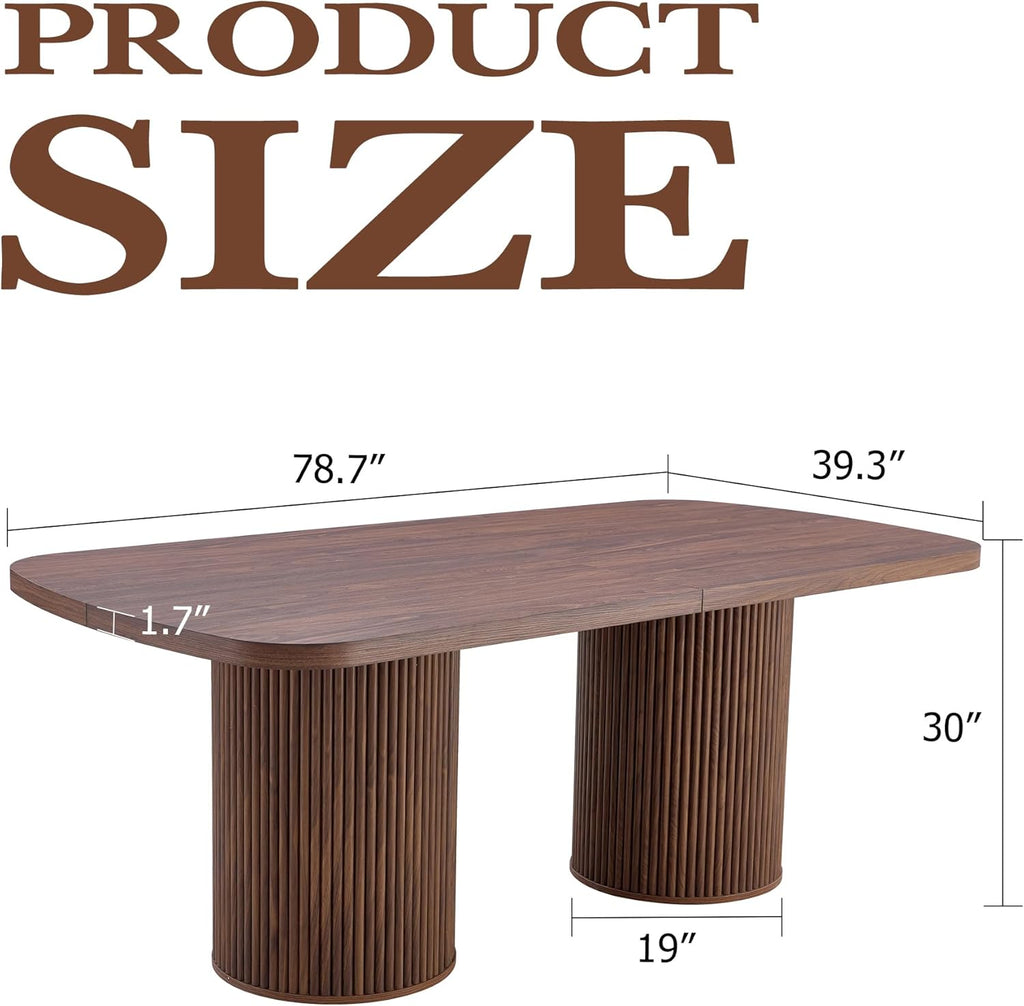 79" Dining Table Set for 8,Large Rectangular Dining Table Set for 8 with Cushioned Chairs,Modern Mid-Century Wood Dining Room Table Set for 8,Ideal for Dining & Gatherings (Walnut)