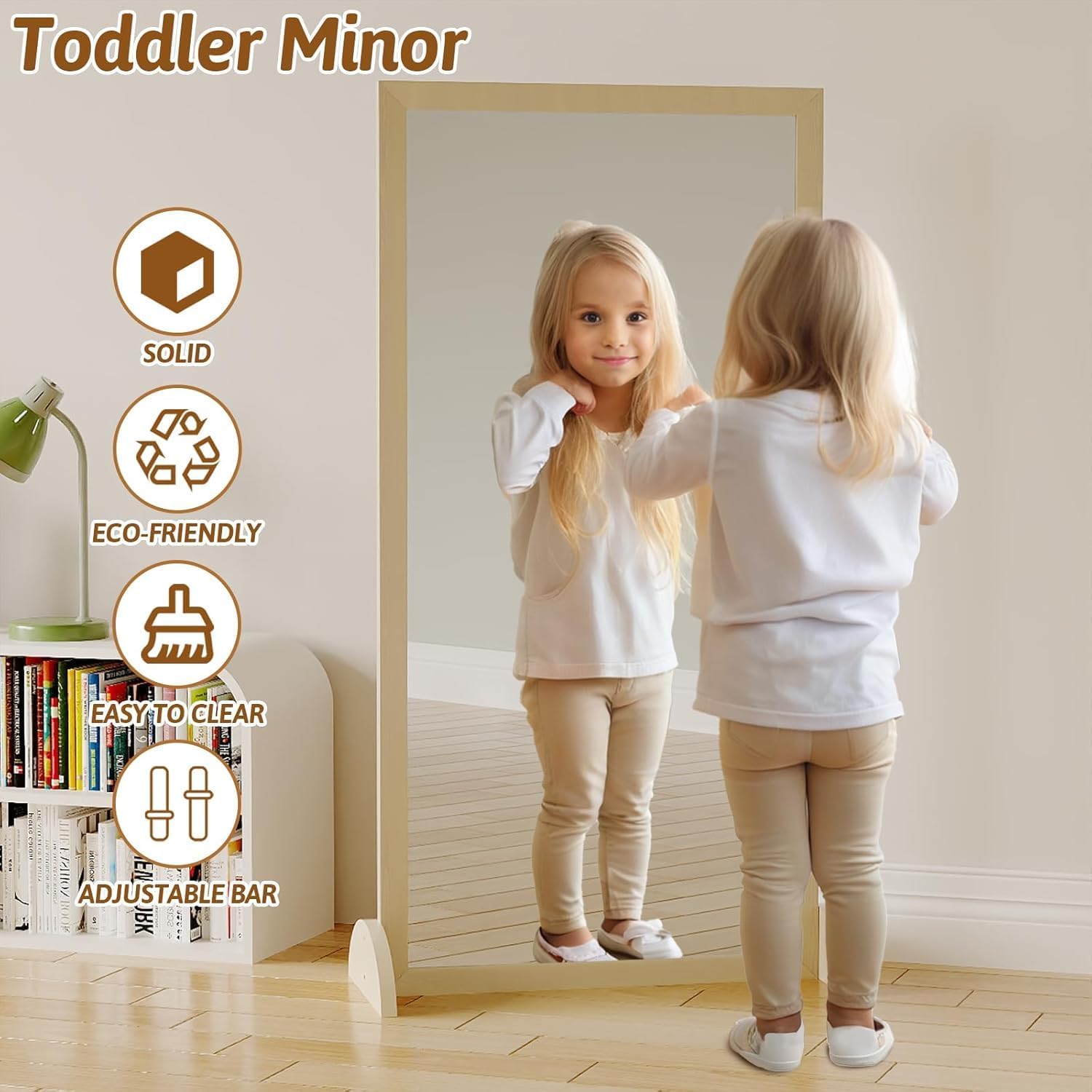 Montessori 3-in-1 Baby Mirror with Pull-Up Bar – Perfect for Toddler Nurseries, Home Learning Spaces, and Children's Classrooms