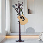 Coat Rack Freestanding with 18 Hooks, Wooden Standing Coat Racks for Entryway, Solid Wood Clothes Hanger Rack with Sturdy Round Base for Entryway, Hall, Bedroom, Office, Hallway