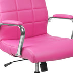 Flash Furniture Vivian Mid-Back Pink Vinyl Executive Swivel Office Chair with Chrome Base and Arms