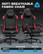 GTPLAYER Gaming Chair Fabric with Pocket Spring Cushion,Computer Office Chair with Lumbar Support for Adults Linkage Armrests and Footrest Ergonomic Gamings Chairs Height Adjustable RED
