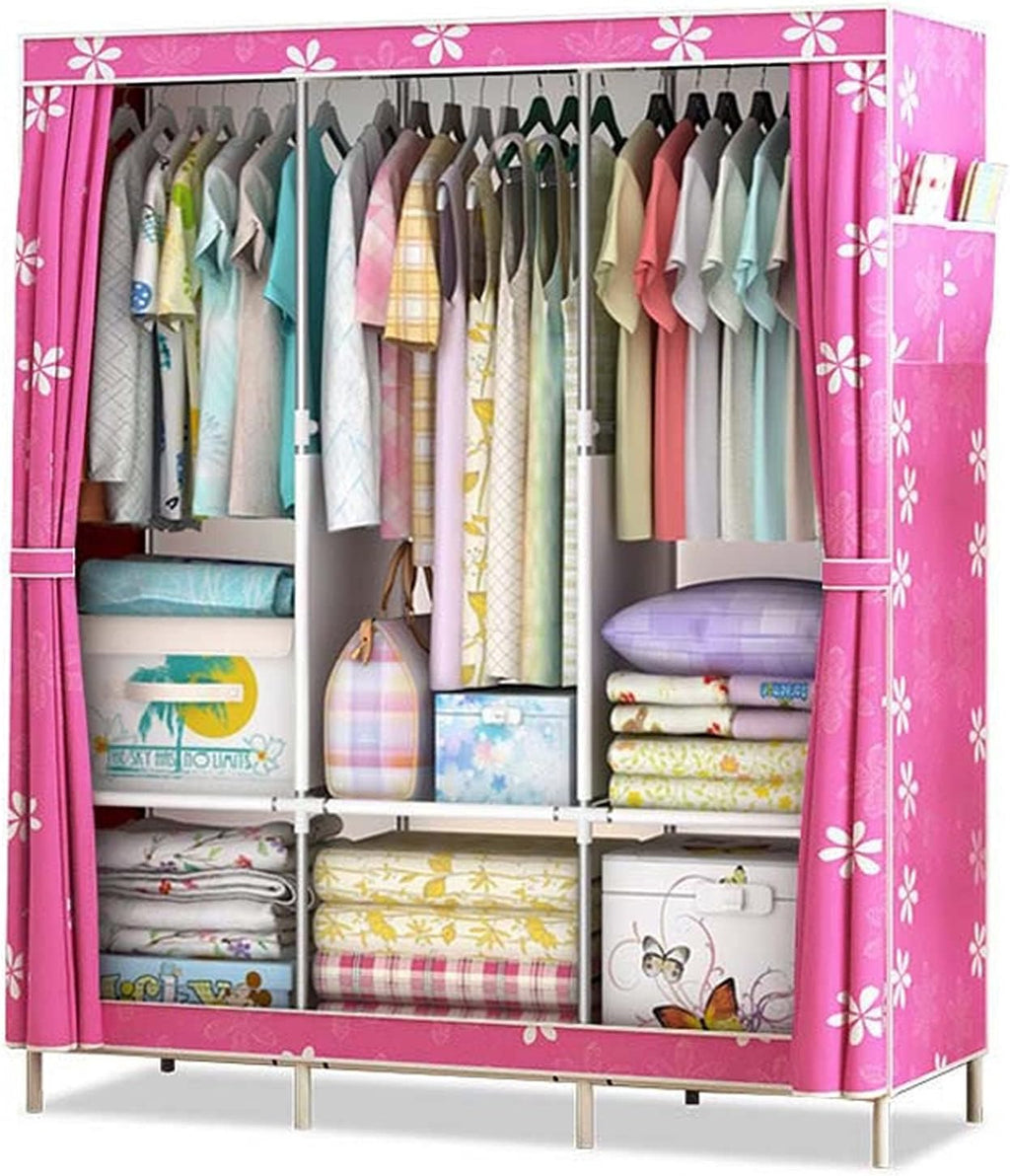 Wardrobe Simple Wardrobe Fabric Folding Clothes Storage Cabinet DIY Assembly Reinforced Frame Bedroom Organizer for Home Dorm Clothing Closet Wardrobe Rack (Color : B)