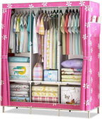 Wardrobe Simple Wardrobe Fabric Folding Clothes Storage Cabinet DIY Assembly Reinforced Frame Bedroom Organizer for Home Dorm Clothing Closet Wardrobe Rack (Color : B)