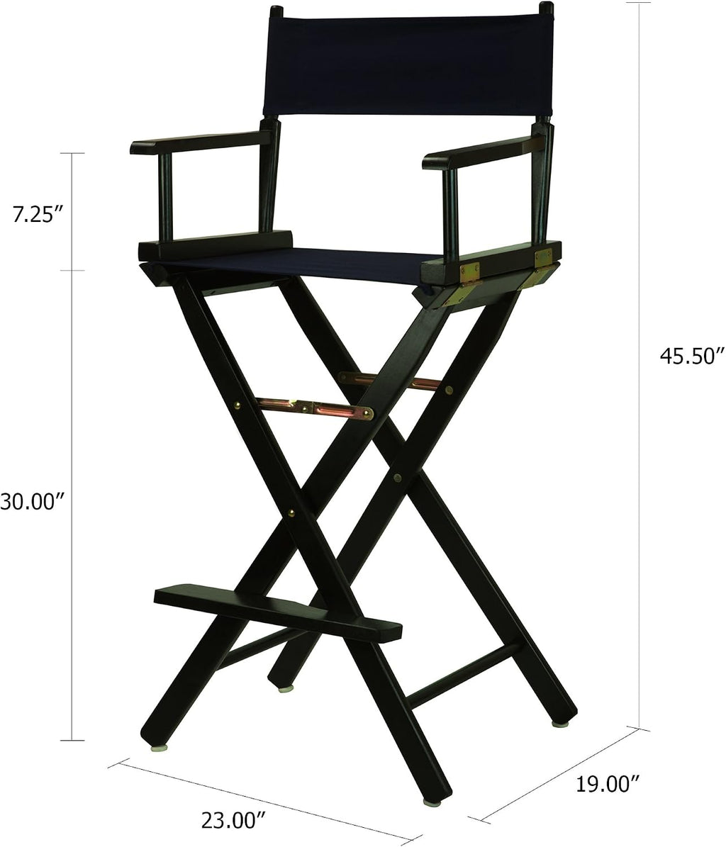 Casual Home 30" Director's Chair Black Frame-with Navy Canvas, Bar Height