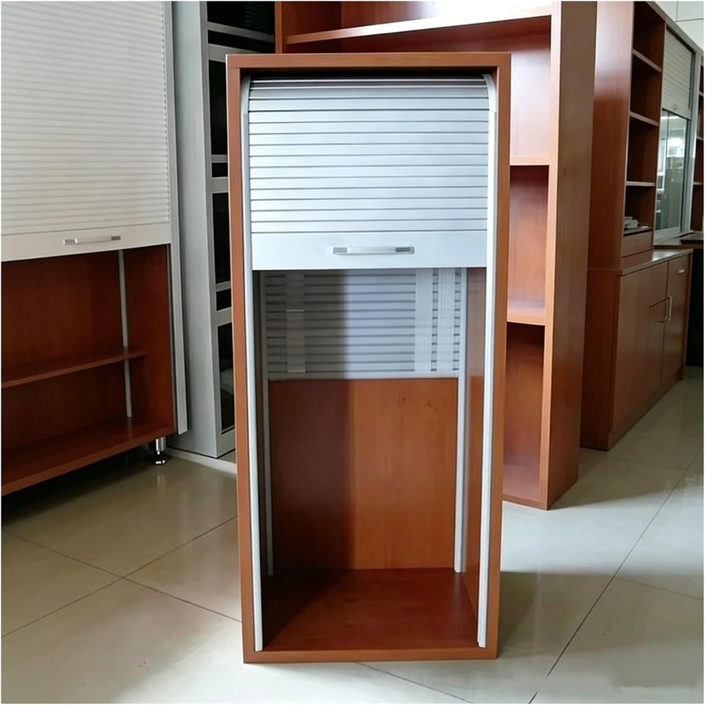 Folding Tambour Door, Space Saving Silding Roll Up Cabinet Door Waterproof Easy to Install for Kitchen Garage Office Workshop(90x70 cm)
