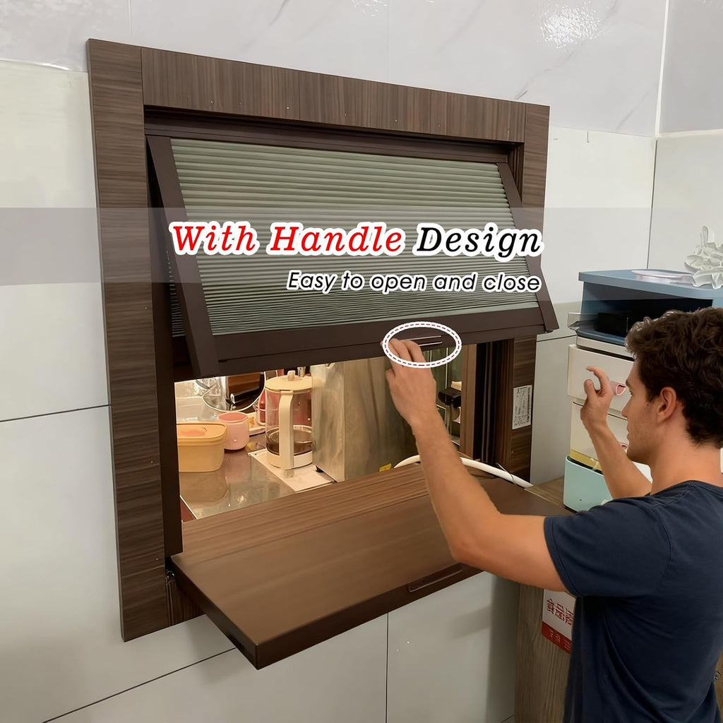 Honeycomb Foldable Panels, Small Folding Door Window with Black Aluminu for Kitchen, Dining Room, and Wall Cupboards - Space-Saving Design