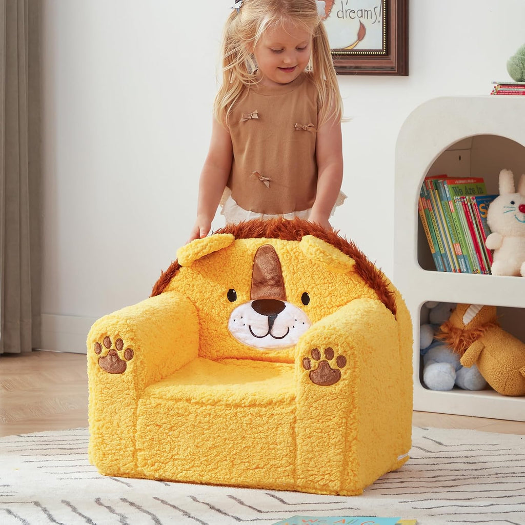 ALIMORDEN Animal Kids Chair, Ultra-Soft Comfy Toddler Sofa Chair, Cute Animal-Shaped Design Toddler Couch, Lightweight Birthday for Baby Boys & Girls (Lion)