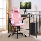Pink Gaming Desk Chair PC Gaming Chair Gamer Chair, Comftorable Ergonomic PU Leather Computer Office Chair with Lumbar Support Flip Up Arms, High Back Executive Gaming Stuff for Girl Kids Adults