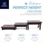 Premium Wooden Step Stool for Adults, Small Acacia Wood Stepping Stool, Non-Slip 1-Step Bedside Stool for Bed & Bathroom, 600 lbs, Portable — 3.5 Inch