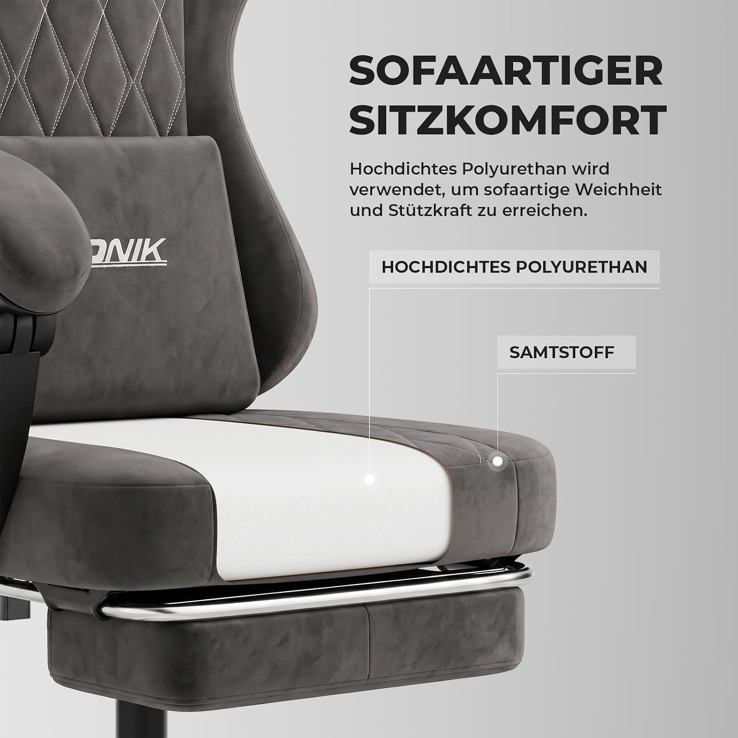 Ergonomic Gaming Chair Video Gamer Chairs Gaming Computer Chairs Gamer Chairs for Adults Massage Lumbar Support Swivel Height Adjustable Headrest Backrest Grey