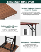 Frylr Small Folding Computer Desk – Portable 35.8 Inch Foldable Laptop Table, No-Assembly, Collapsible and Compact for Easy Storage, Lightweight for Small Spaces, Craft and Study Use, Dark Walnut