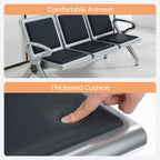 Kinfant 3-Seat Waiting Room Bench - PU Leather Waiting Room Chairs with Arms Airport Reception Bench, Lobby Bench Seating Office Bench Waiting Area Chairs for Airport Business Hospital Market