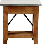 Millwork End Table with Steel Top – Rustic Industrial Narrow Side Table with Lower Shelf and Crossbar Accent – Small Space Accent Table for Living Room, Bedroom, Office by Alaterre Furniture