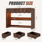 PAKASEPT Retro Entryway Table with RGB LED Lights, 43" Walnut Console Table with 3 Drawers & 2 Open Storage Shelves, Mid-Century Modern Hallway Accent Tables Behind Couch Table for Living Room