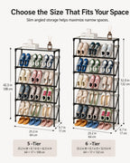 Space-Saving Angled Shoe Rack, 5/6-Tier Slim Entryway Organizer (5-Layer)
