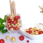 Floating Pearl for Vase Filler No Hole Floating Pearl Beads for Wedding Centerpiece Home Table Decor, Pearls for Brush Holder 130PCS (Gold, Red)