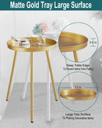 AOJEZOR Side Table: End Table for Any Room - Small Side Tables for Small Spaces Pure Golden with 3 Legged